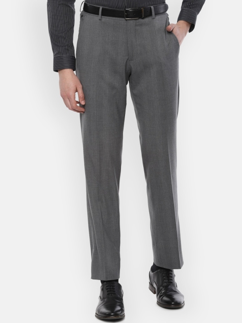

Louis Philippe Men Grey & Black Regular Fit Checked Formal Trousers