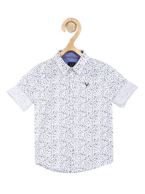 

Allen Solly Junior Boys White & Blue Slim Fit Printed Cotton Casual Shirt