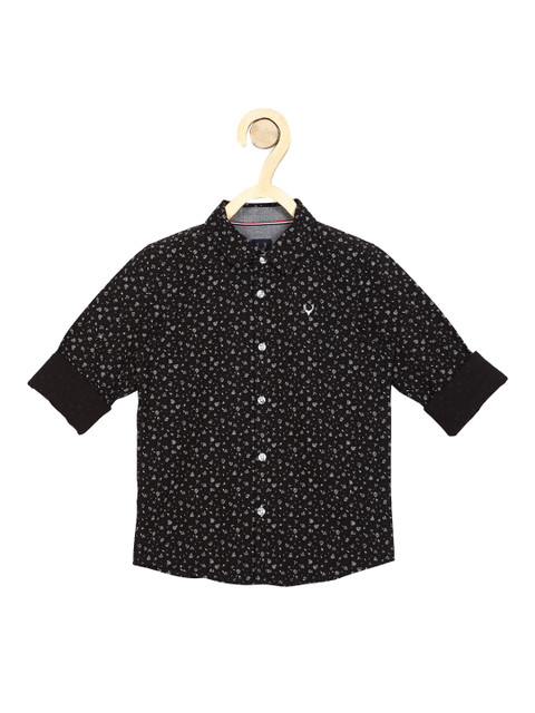

Allen Solly Junior Boys Black Slim Fit Printed Cotton Casual Shirt
