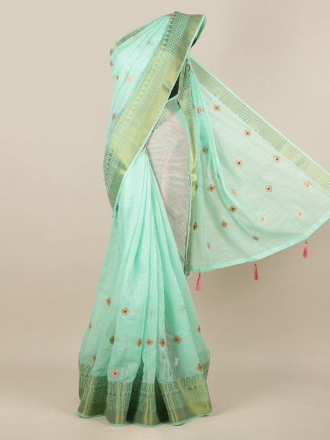 

Pothys Green Woven Design Jute Silk Saree