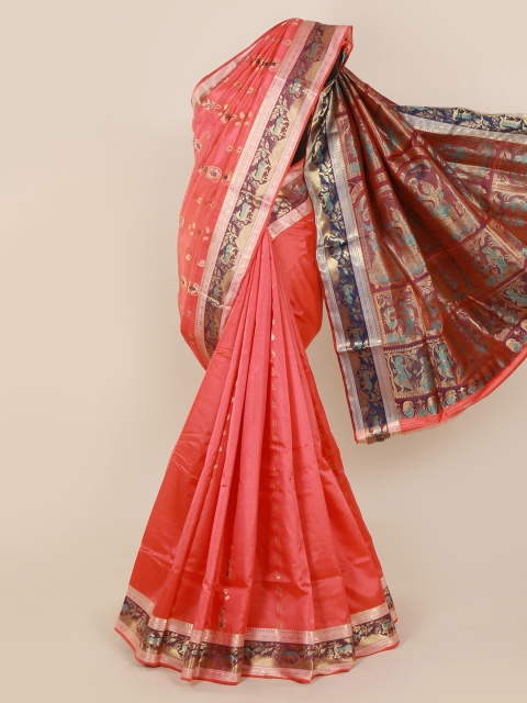 

Pothys Pink Pure Silk Woven Design Baluchari Saree With Zari Border