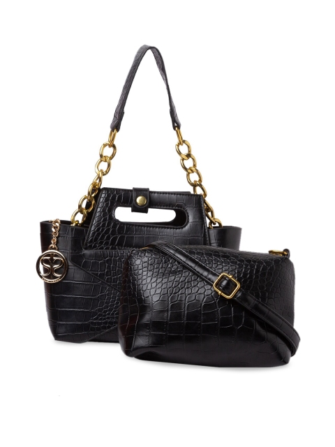 Sole To Soul Black Animal Skin Textured Handheld Bag