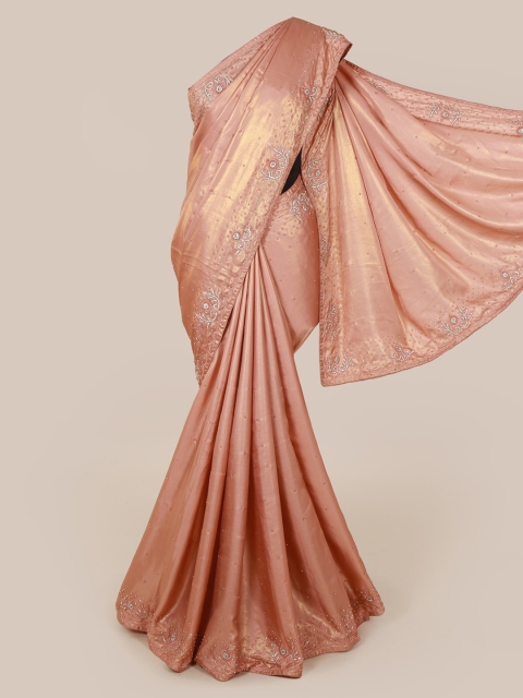 

Pothys Pink Solid Pure Georgette Saree