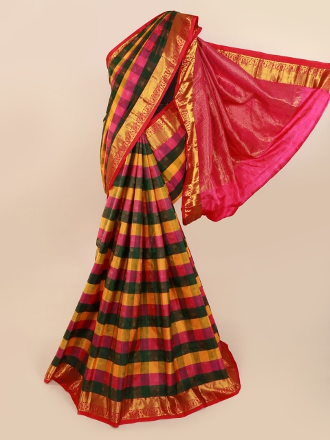 

Pothys Multicoloured Pure Silk Checked Kanjeevaram Saree, Multi