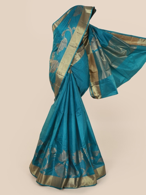 

Pothys Blue Pure Silk Woven Design Tussar Saree