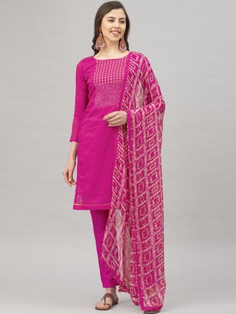 

Satrani Pink Pure Cotton Unstitched Dress Material