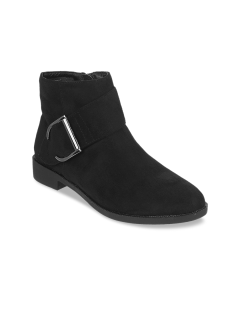 

Metro Women Black Solid Heeled Boots