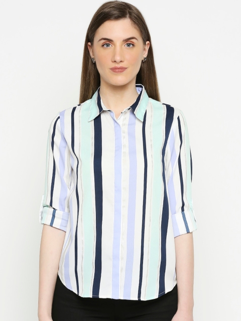 

Forever Glam by Pantaloons White Striped Shirt Style Top