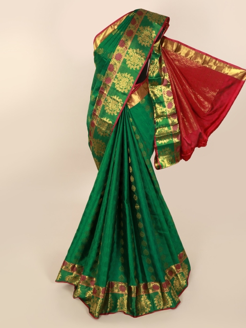 

Pothys Green Pure Silk Woven Design Kanjeevaram Saree