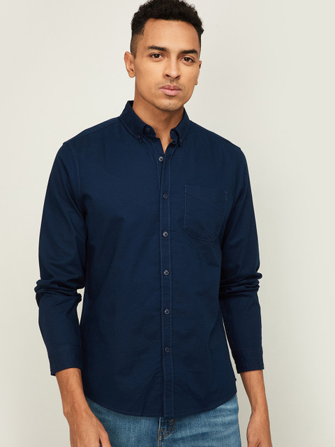 

Fame Forever by Lifestyle Men Navy Blue Slim Fit Solid Casual Shirt