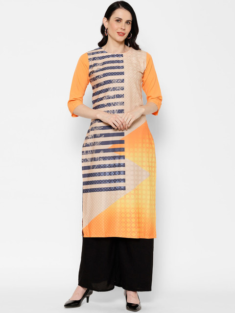 

7Threads Women Multicoloured Printed Crepe Kurta, Multi