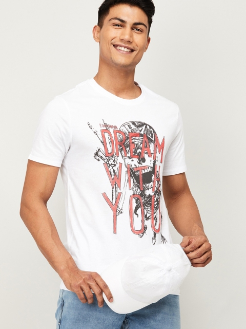 

Forca Men White Printed Round Neck T-shirt