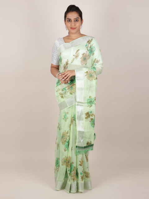 

Pothys Green & Brown Jute Silk Printed Saree