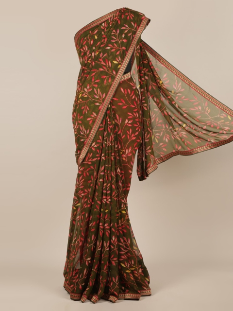

Pothys Green & Pink Poly Chiffon Printed Saree