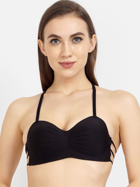 

Golden Girl Black Solid Non-Wired Removable Padding Bralette Bra