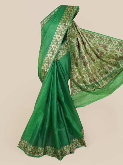 

Pothys Green Pure Silk Solid Tussar Saree