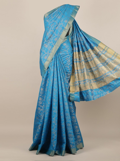 

Pothys Blue Woven Design Jute Silk Saree