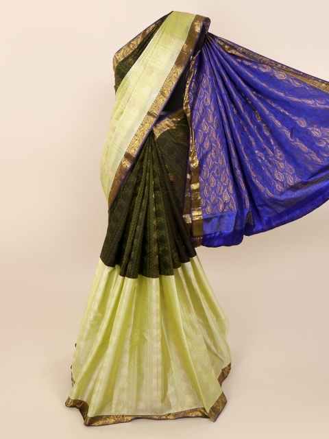 

Pothys Green Pure Silk Colourblocked Kanjeevaram Saree