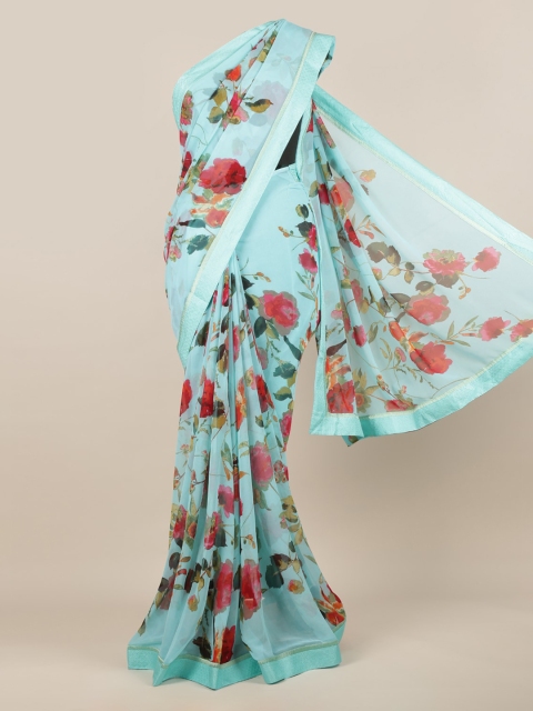 

Pothys Blue Printed Poly Chiffon Saree