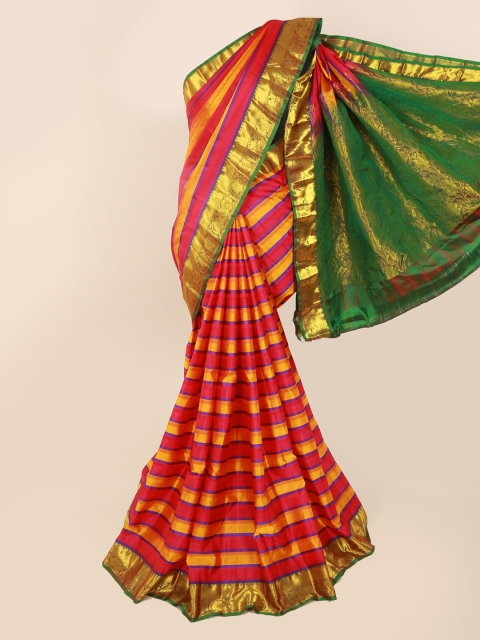 

Pothys Multicoloured Pure Silk Striped Kanjeevaram Saree, Multi