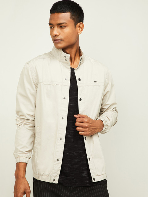 

CODE by Lifestyle Men Off-White Solid Denim Jacket