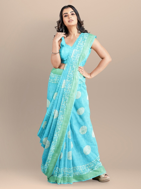

BharatSthali Blue Pure Cotton Woven Design Venkatgiri Saree