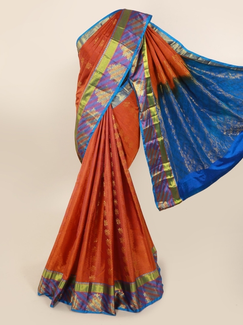 

Pothys Rust & Gold-Toned Pure Silk Woven Design Kanjeevaram Saree
