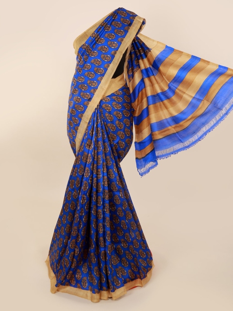 

Pothys Blue Pure Silk Printed Murshidabad silk Saree