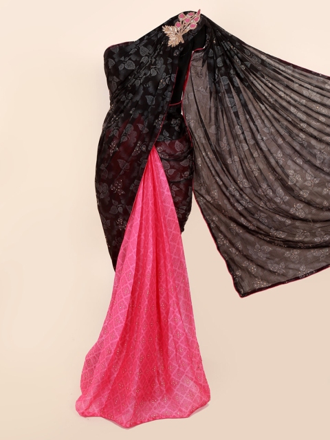 

Pothys Black Woven Design Pure Georgette Saree