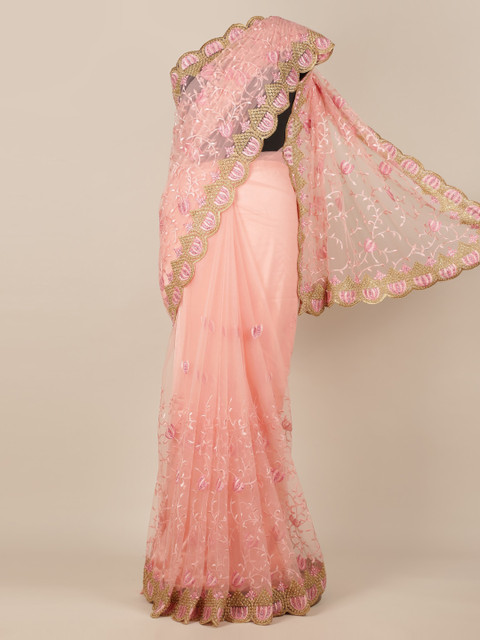 

Pothys Pink Embroidered Net Saree
