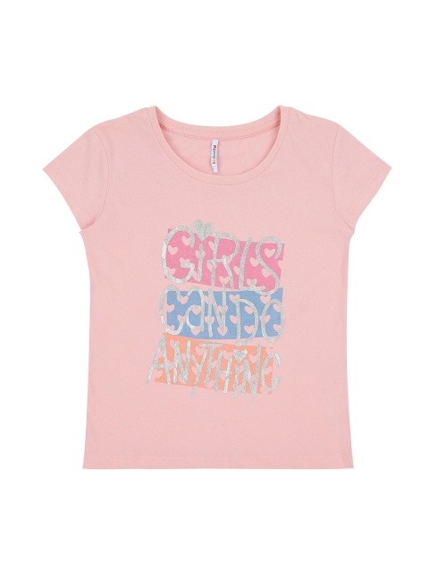 

POPPERS by Pantaloons Girls Pink Printed V-Neck T-shirt