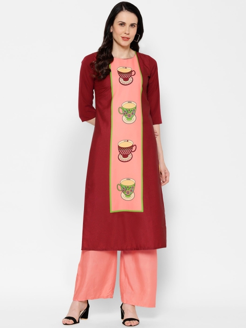 

7Threads Women Brown Printed Crepe Kurta