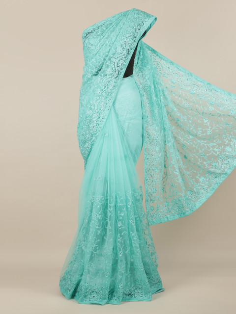 

Pothys Blue Embroidered Net Saree