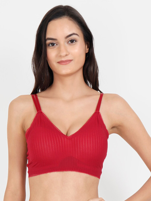 

Golden Girl Red Self Design Non-Wired Removable Padding Everyday Bra 5656 Wine_30C