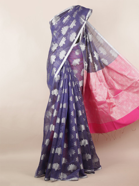 

Pothys Purple & Pink Cotton Blend Woven Design Saree
