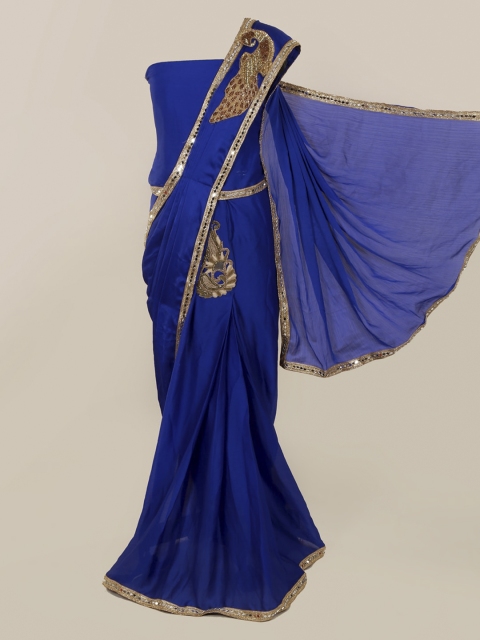 

Pothys Blue Printed Pure Georgette Saree