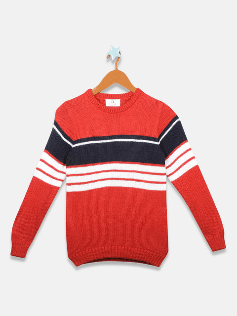 

OWM Boys Red Striped Pullover Sweater