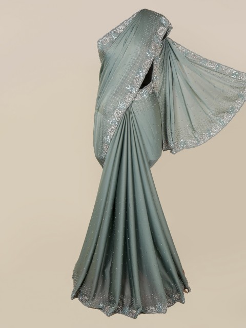 

Pothys Green Embellished Pure Georgette Saree
