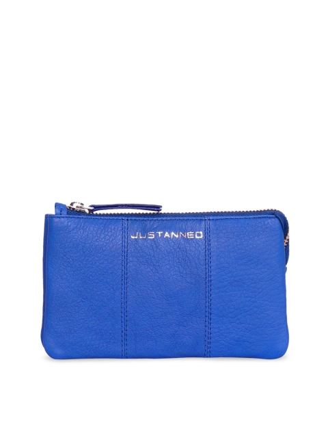 

Justanned Women Blue Textured Leather Zip Around Wallet