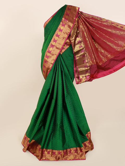 

Pothys Green & Red Pure Silk Printed Kanjeevaram Saree