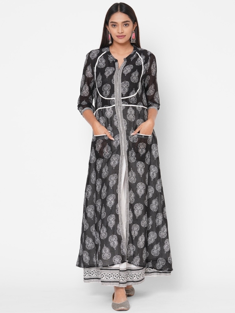 

Vedic Black Printed Kurta