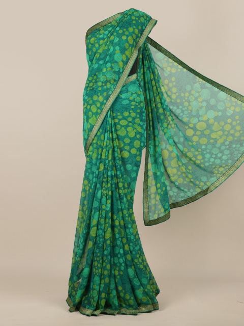 

Pothys Green Printed Poly Chiffon Saree