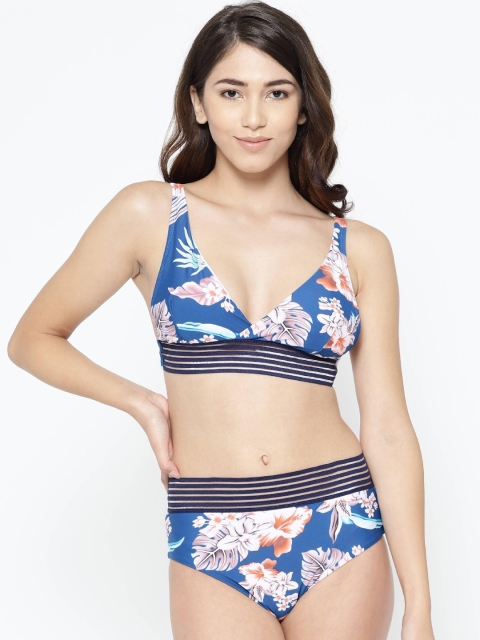 

VOXATI Women Blue & White Printed Swim Bikini Set