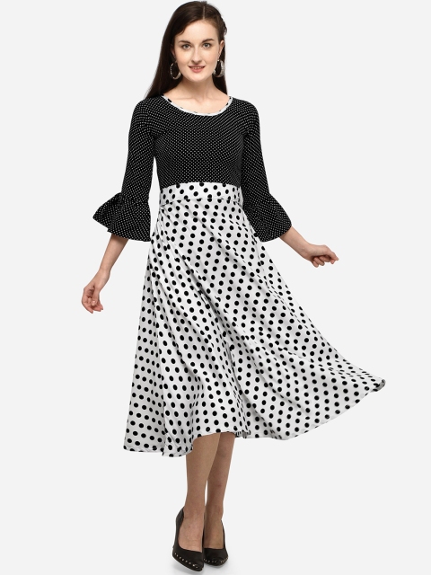 

Florence Women Black Printed Fit and Flare Dress