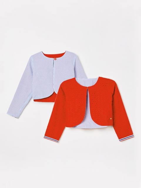

Bossini Girls Red Solid Open Front Reversible Shrug