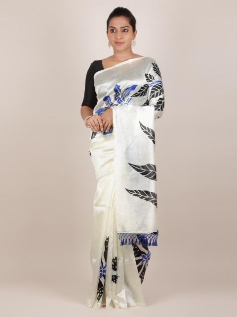 

Pothys Off-White & Black Jute Silk Printed Saree