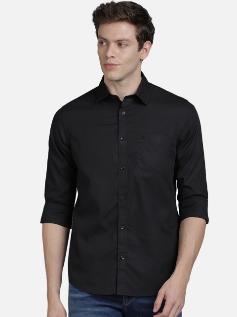 

TED HARBOR Men Black Slim Fit Solid Casual Shirt
