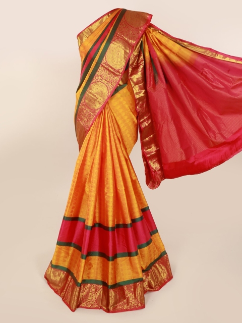 

Pothys Orange Pure Silk Solid Kanjeevaram Saree
