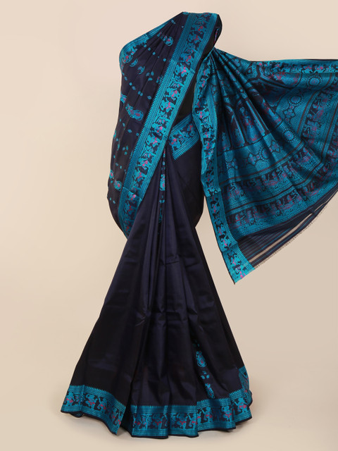 

Pothys Navy Blue Pure Silk Woven Design Baluchari Saree