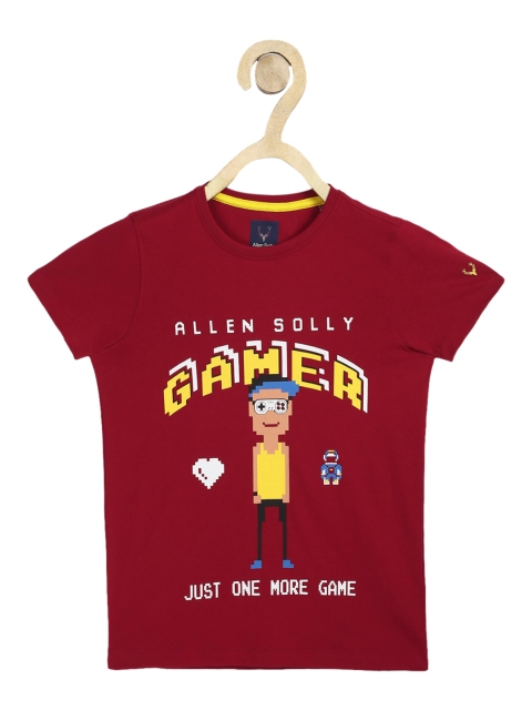 

Allen Solly Junior Boys Maroon & Yellow Printed Round Neck T-shirt